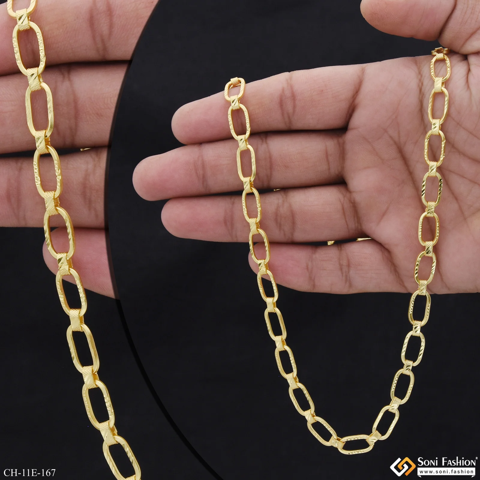 Sophisticated Design Gold Plated Link Chain for Men - Style E167 - Image 2