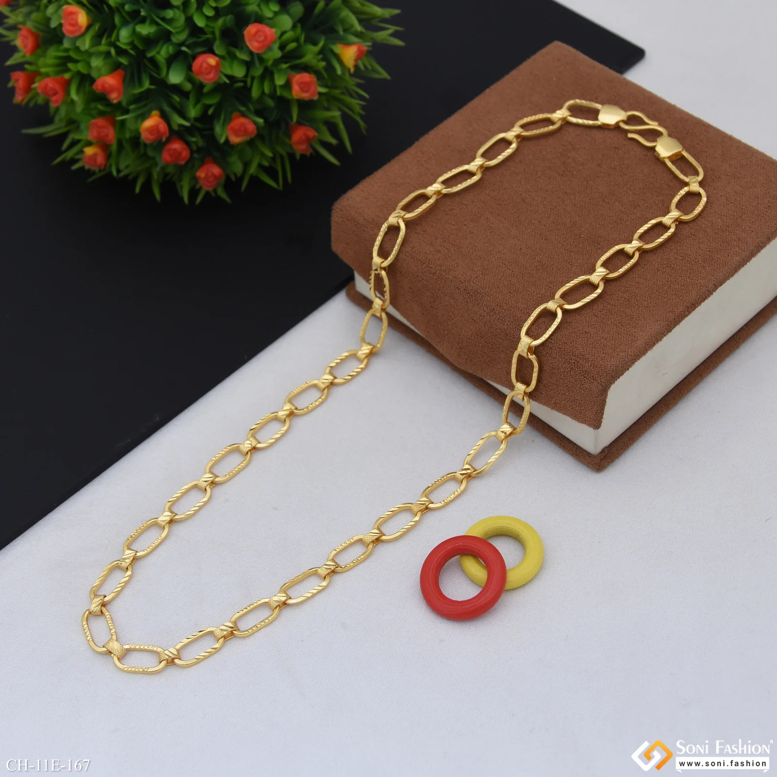 Sophisticated Design Gold Plated Link Chain for Men - Style E167 - Image 3
