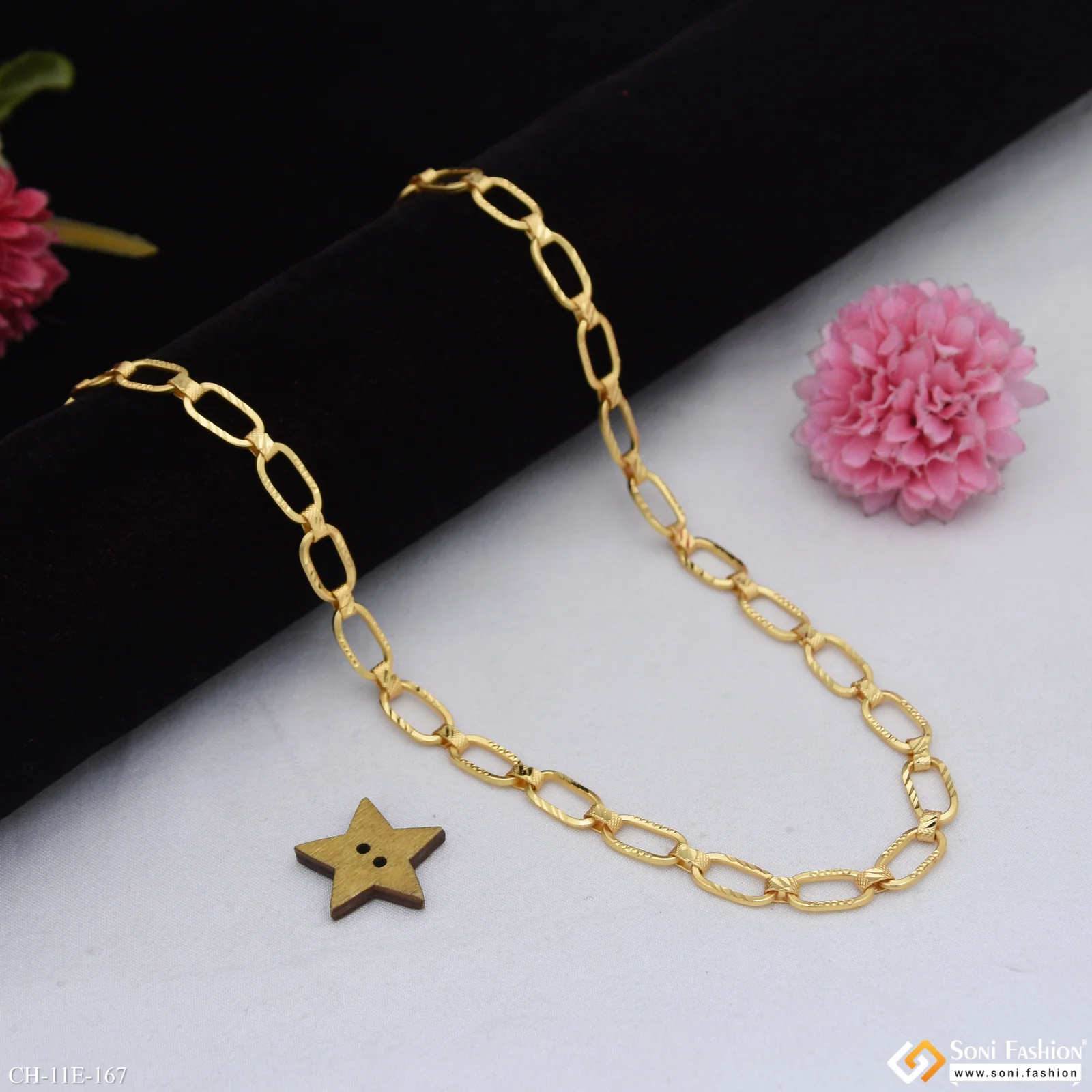 Sophisticated Design Gold Plated Link Chain for Men - Style E167 - Image 4