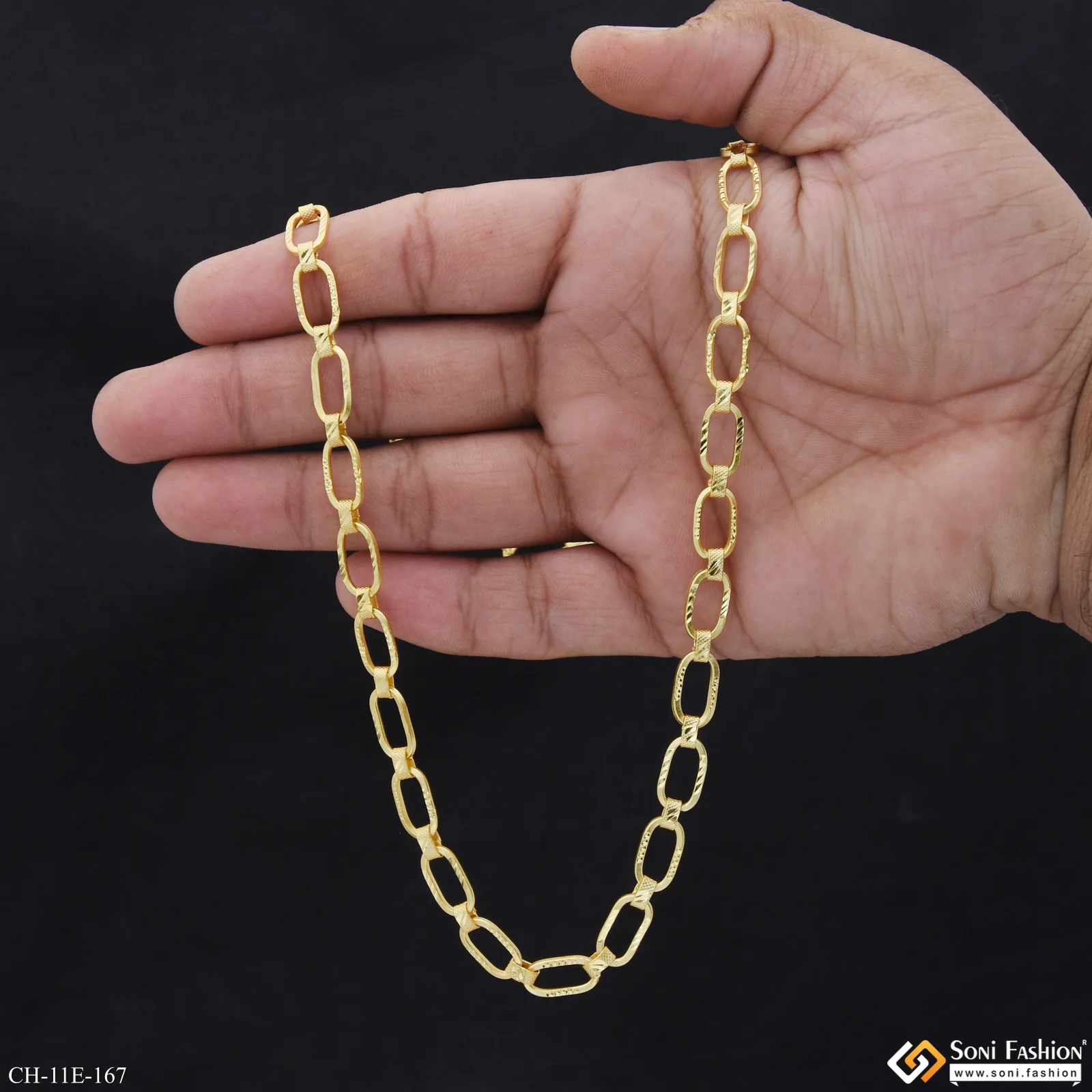 Sophisticated Design Gold Plated Link Chain for Men - Style E167 - Image 6