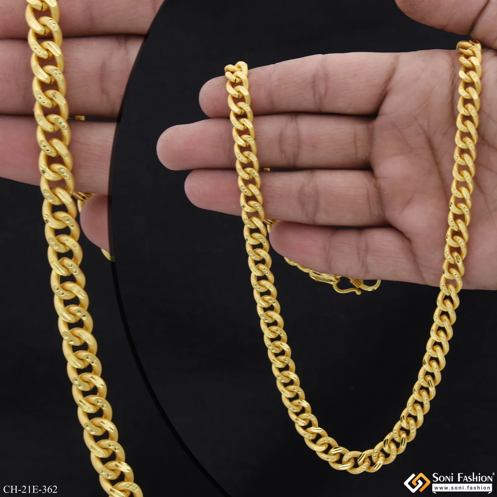 Sophisticated Design Gold Plated Link Chain for Men - Style E362 - Image 2