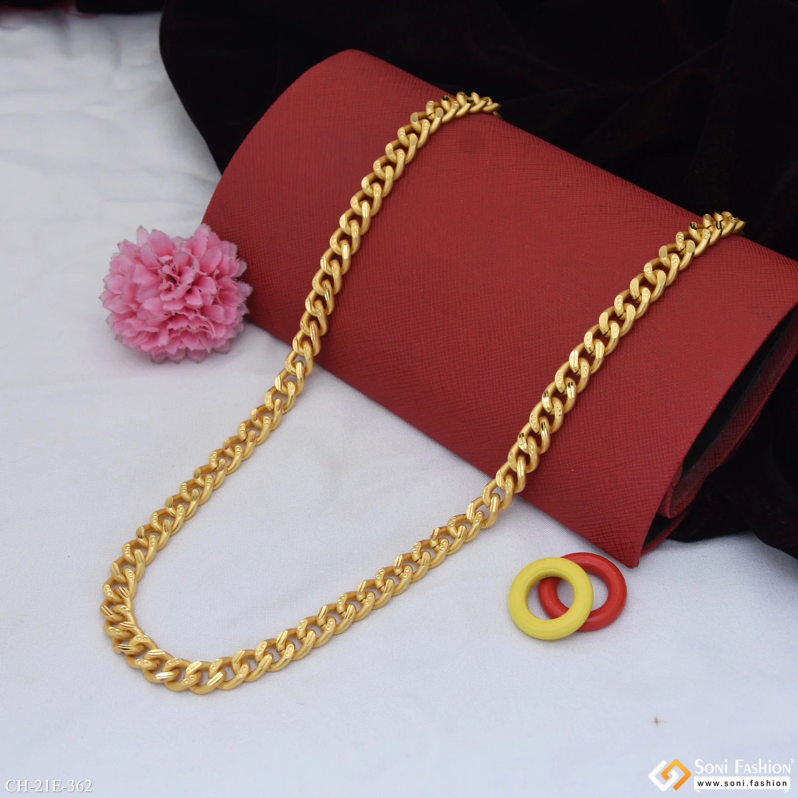 Sophisticated Design Gold Plated Link Chain for Men - Style E362 - Image 3