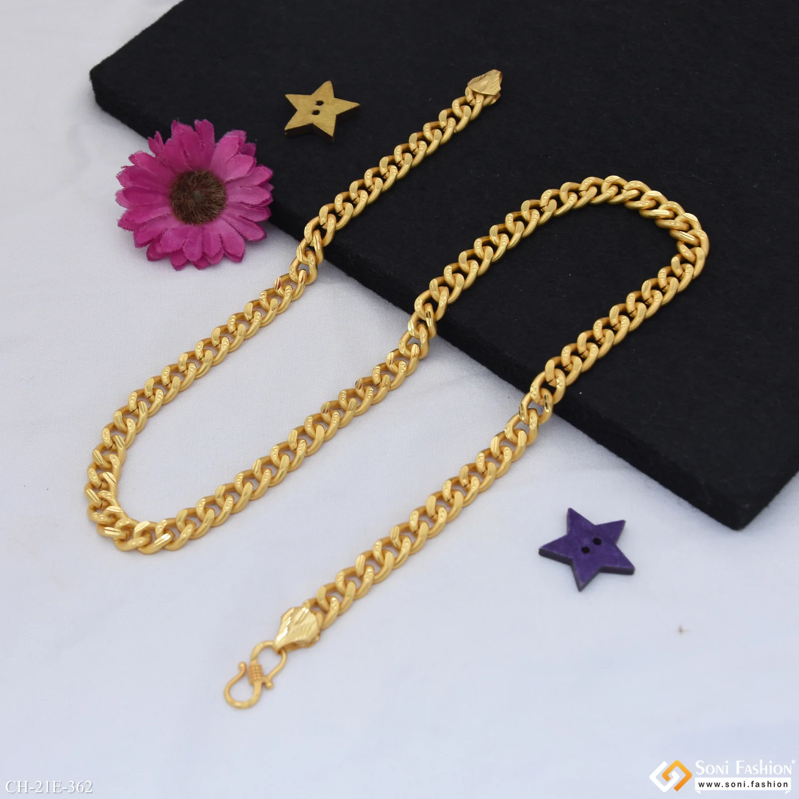 Sophisticated Design Gold Plated Link Chain for Men - Style E362 - Image 4