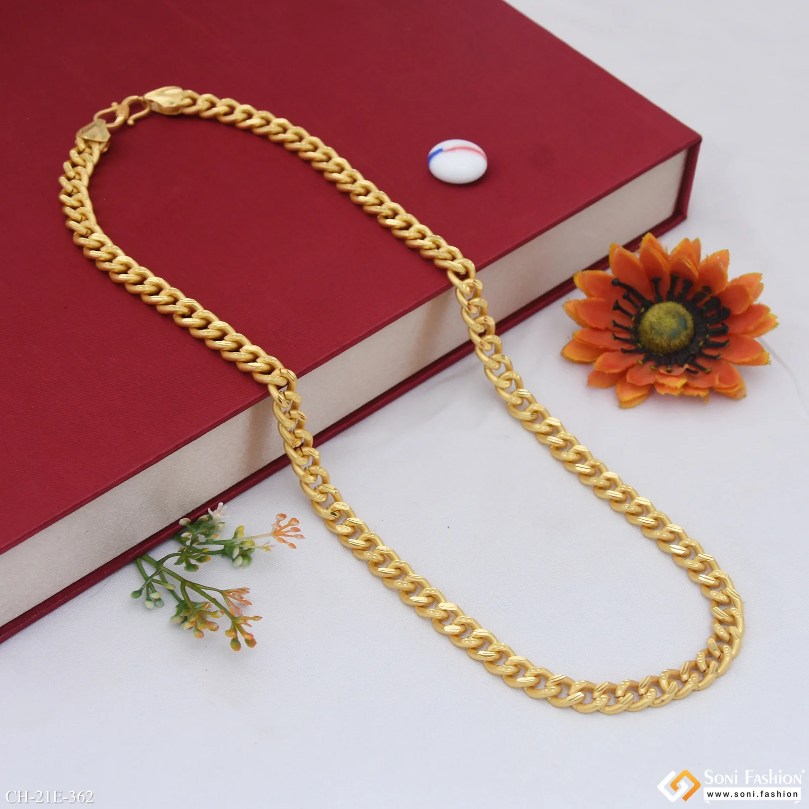 Sophisticated Design Gold Plated Link Chain for Men - Style E362 - Image 5
