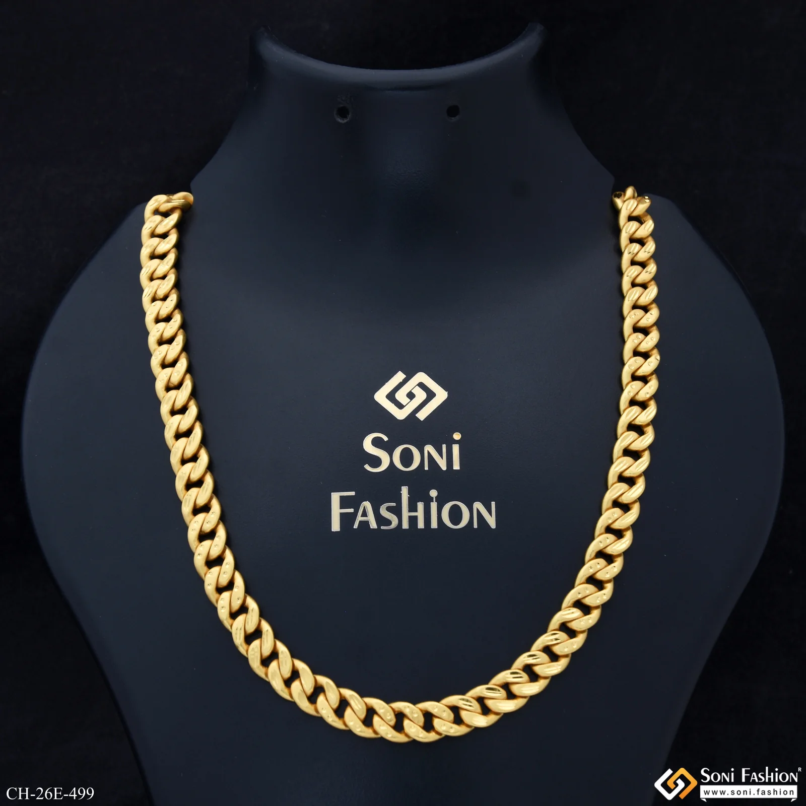 Sophisticated Design Gold Plated Link Chain for Men - Style E499