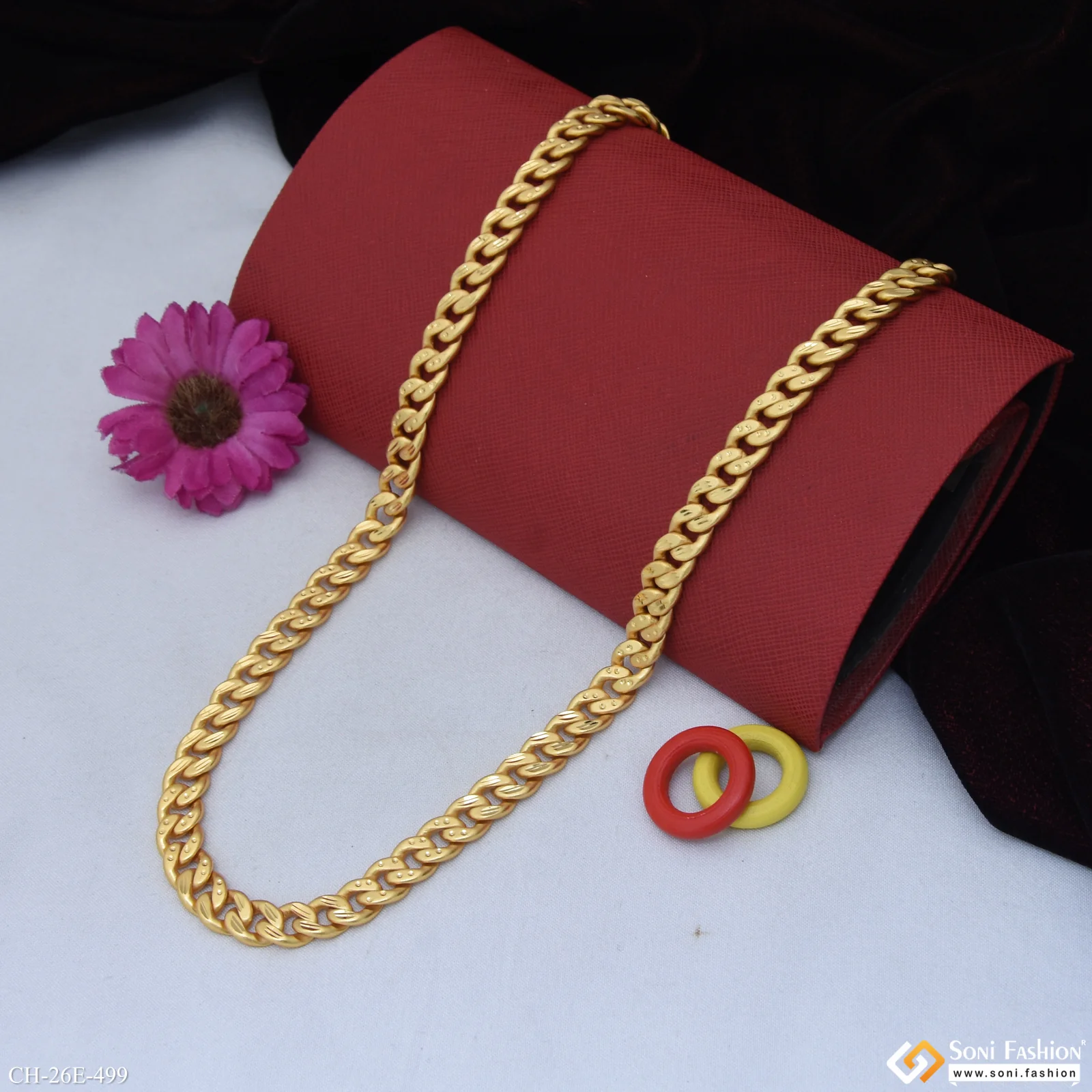 Sophisticated Design Gold Plated Link Chain for Men - Style E499 - Image 3