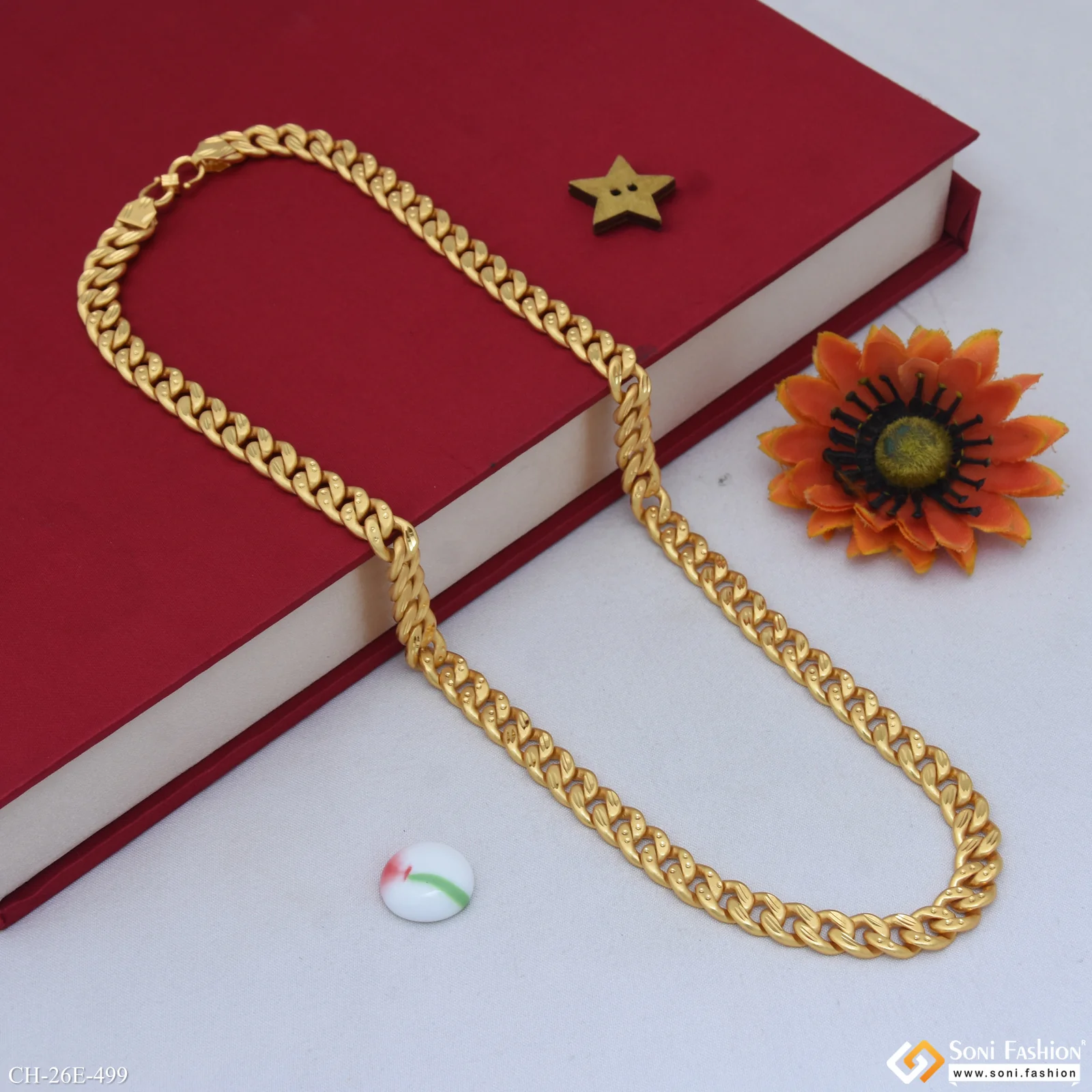 Sophisticated Design Gold Plated Link Chain for Men - Style E499 - Image 4