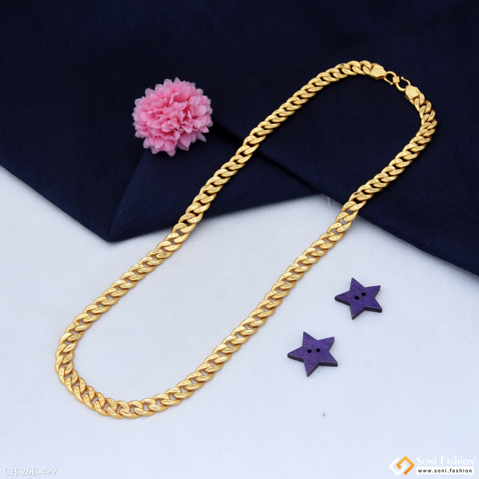 Sophisticated Design Gold Plated Link Chain for Men - Style E499 - Image 5