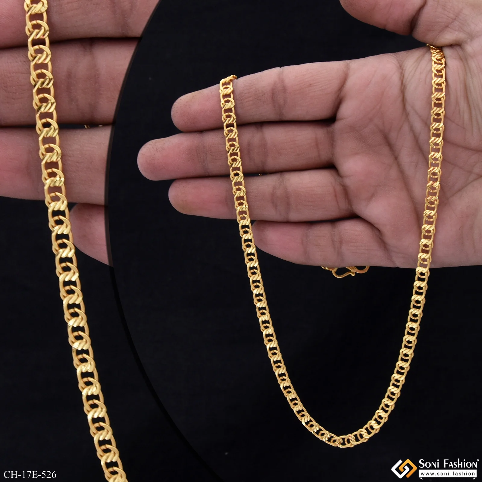 Sophisticated Design Gold Plated Link Chain for Men - Style E526 - Image 2