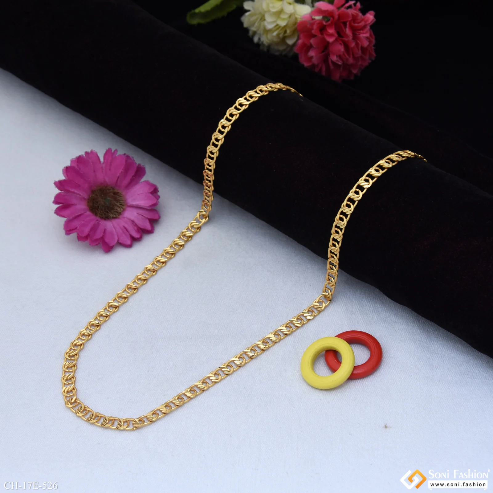 Sophisticated Design Gold Plated Link Chain for Men - Style E526 - Image 3