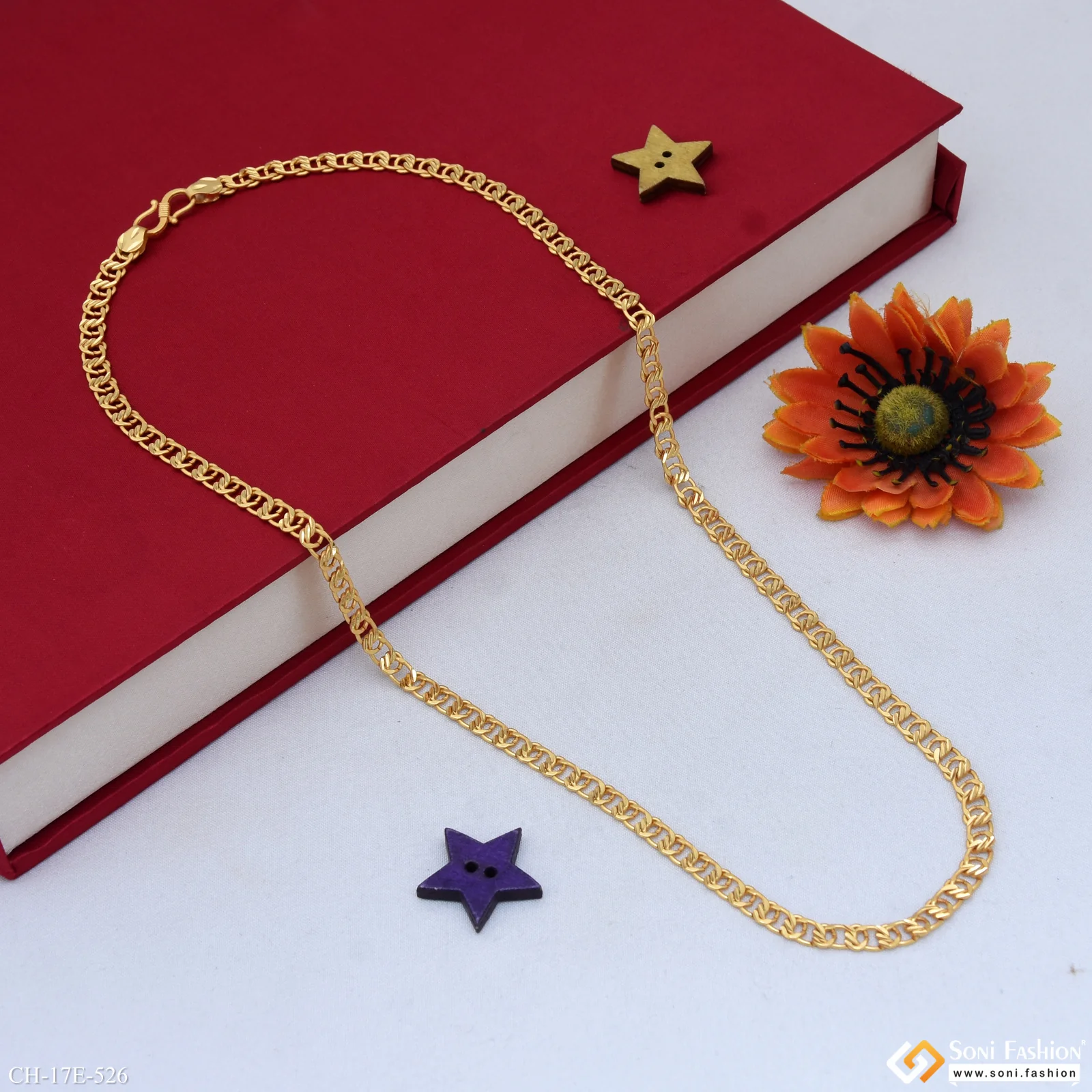 Sophisticated Design Gold Plated Link Chain for Men - Style E526 - Image 4