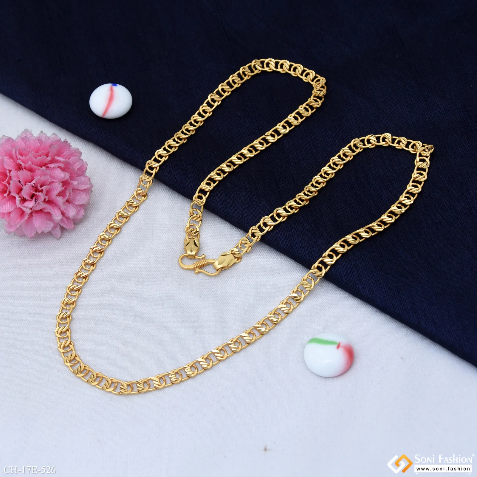 Sophisticated Design Gold Plated Link Chain for Men - Style E526 - Image 5