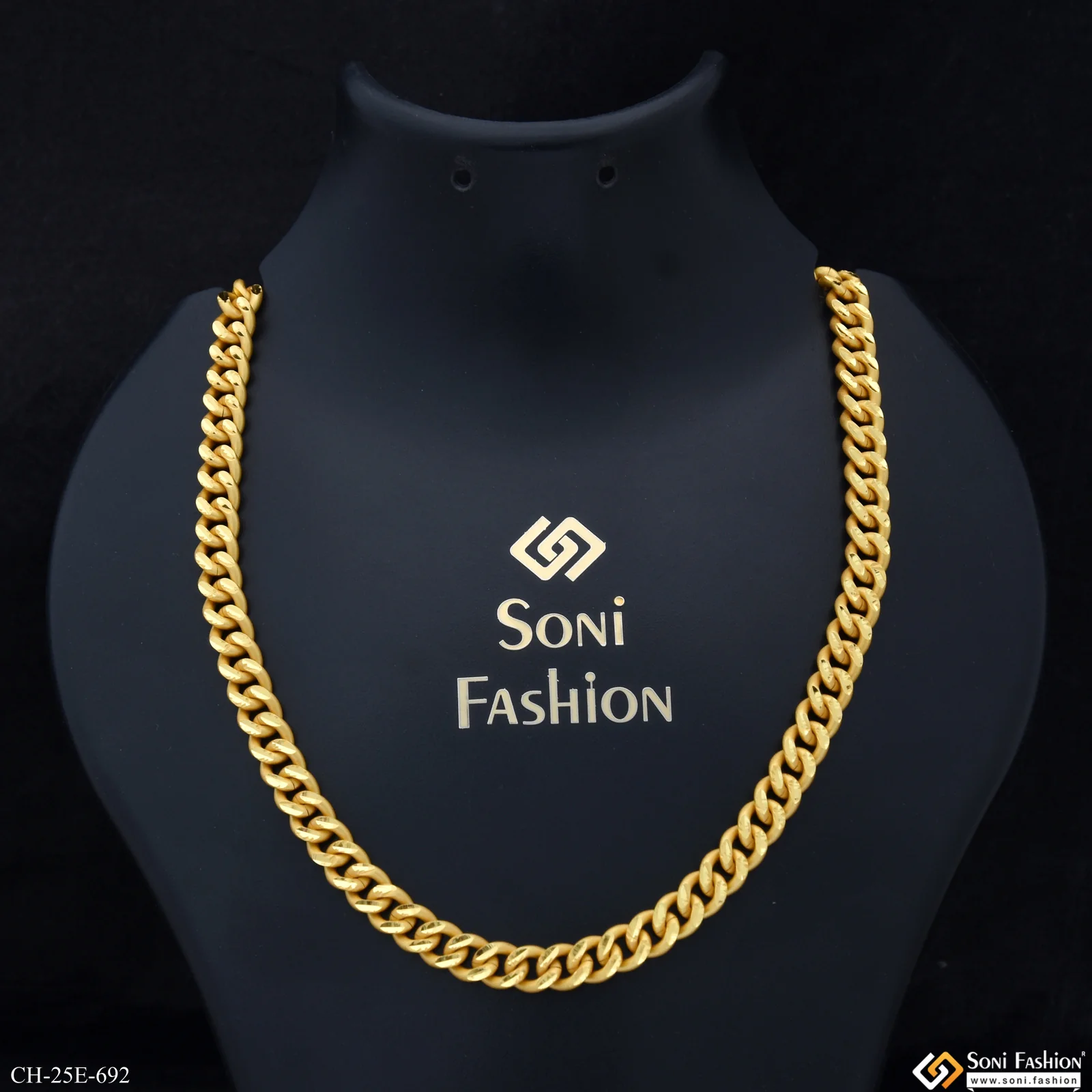 Sophisticated Design Gold Plated Link Chain for Men - Style E692