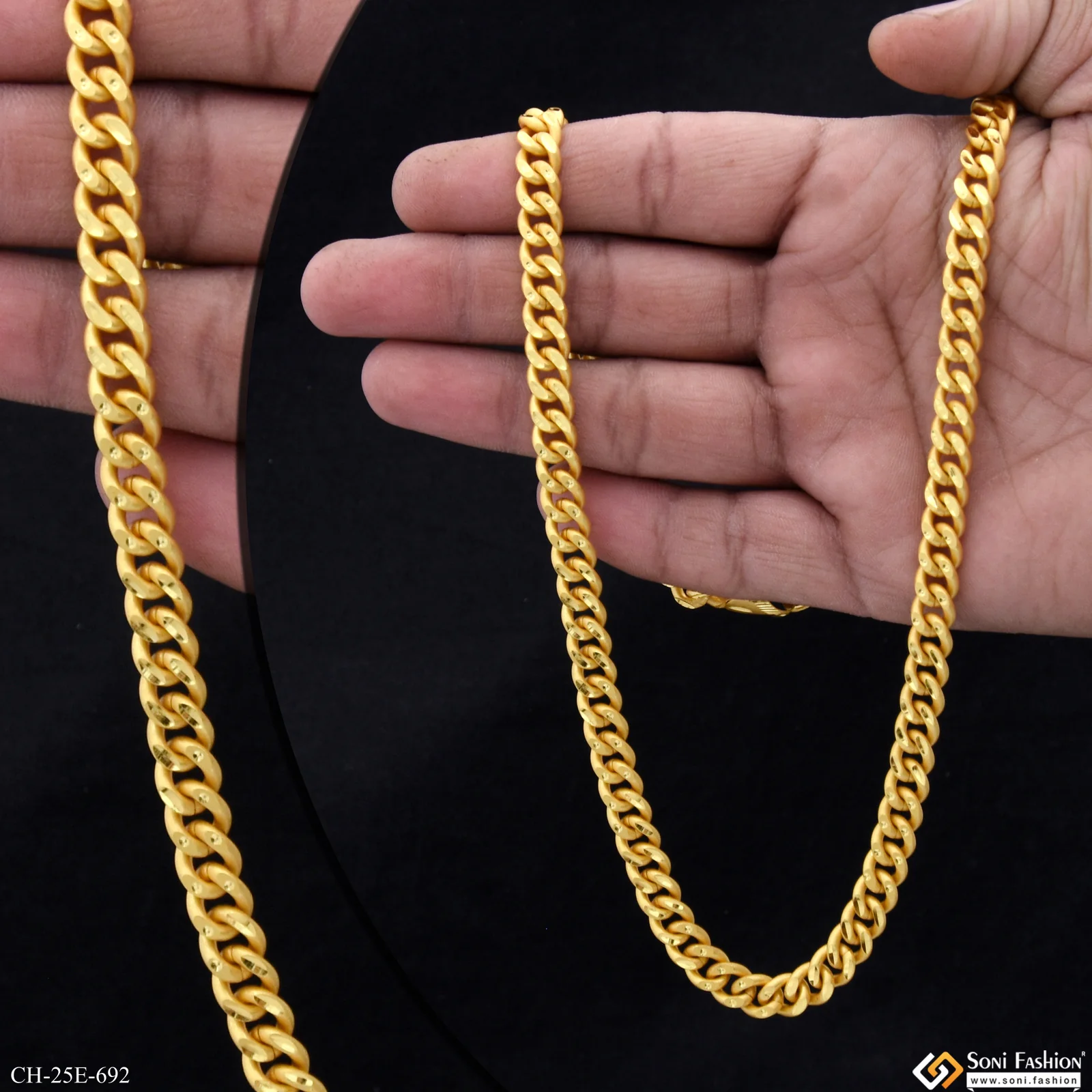 Sophisticated Design Gold Plated Link Chain for Men - Style E692 - Image 2