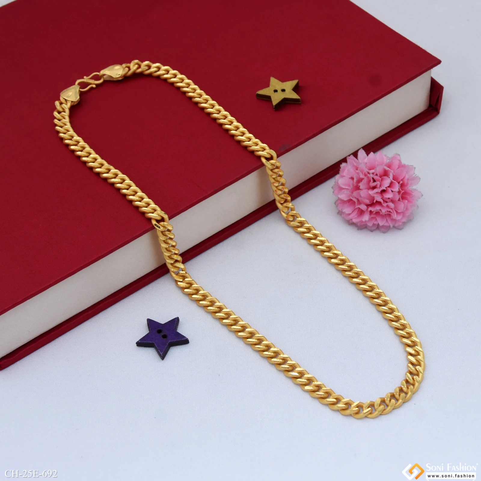 Sophisticated Design Gold Plated Link Chain for Men - Style E692 - Image 3