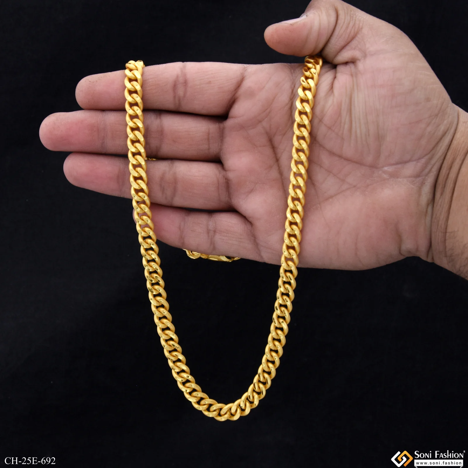 Sophisticated Design Gold Plated Link Chain for Men - Style E692 - Image 5
