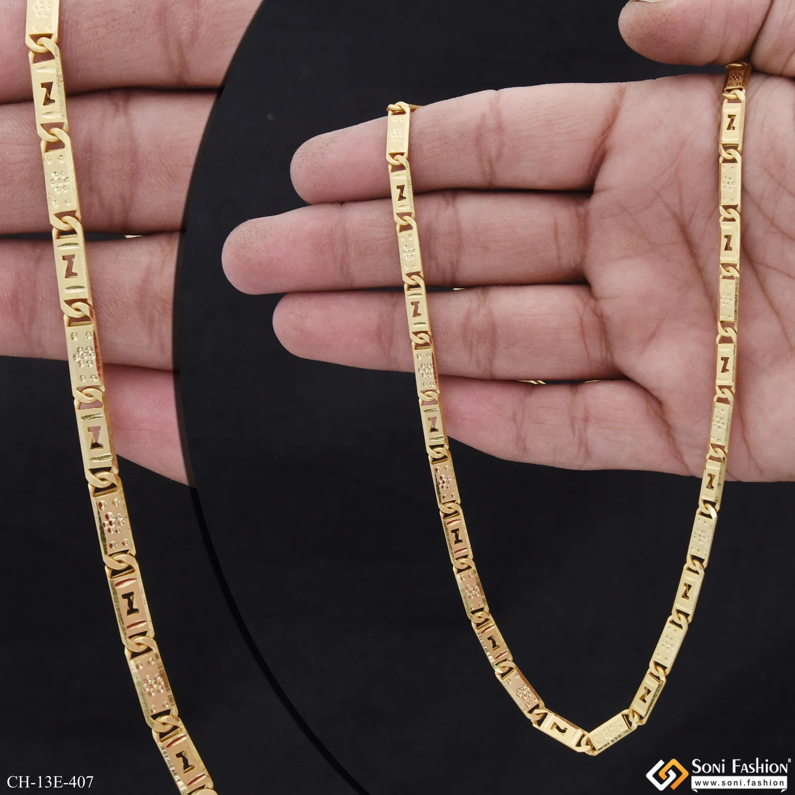 Sophisticated Design Gold Plated Nawabi Chain for Men - Style E407 - Image 2