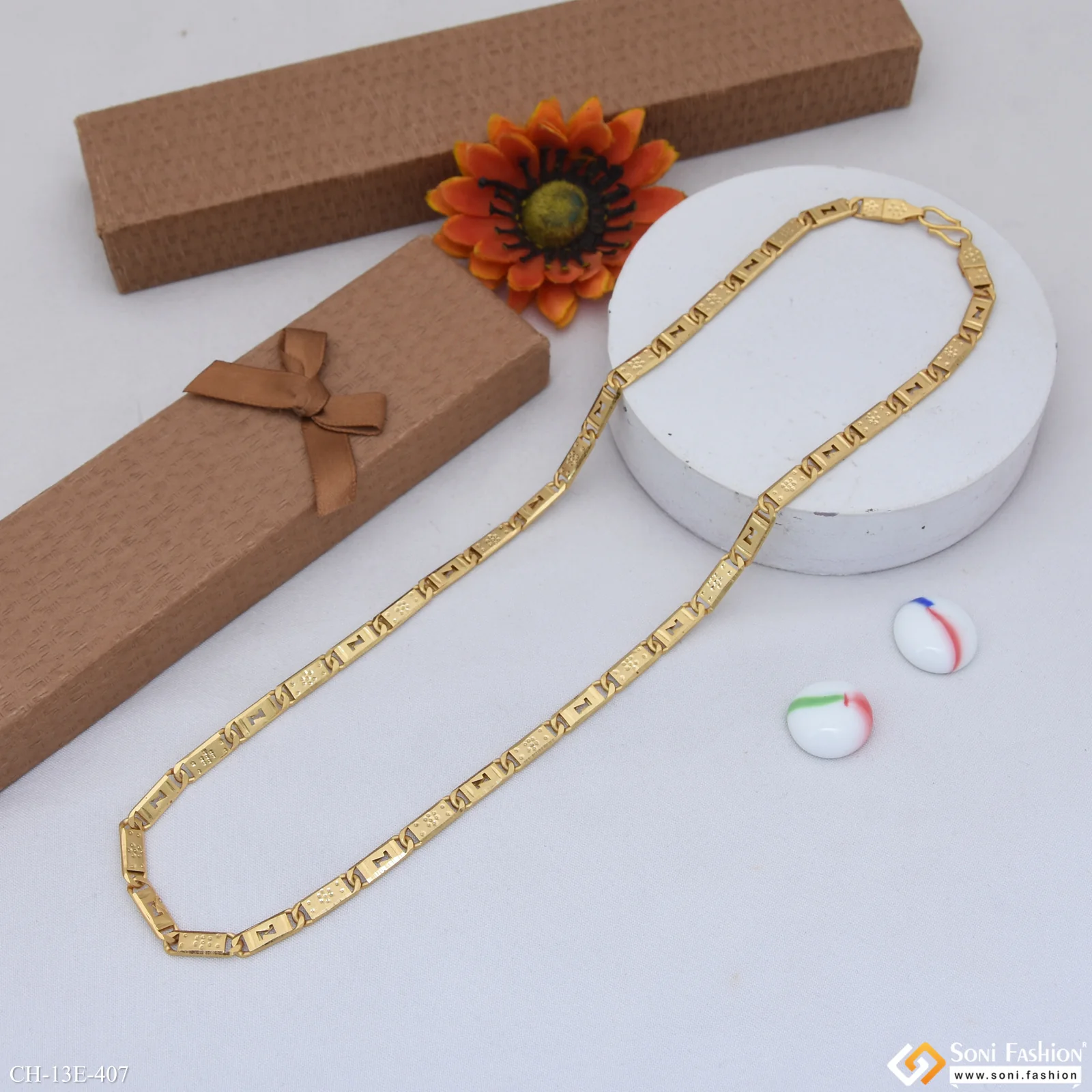 Sophisticated Design Gold Plated Nawabi Chain for Men - Style E407 - Image 5