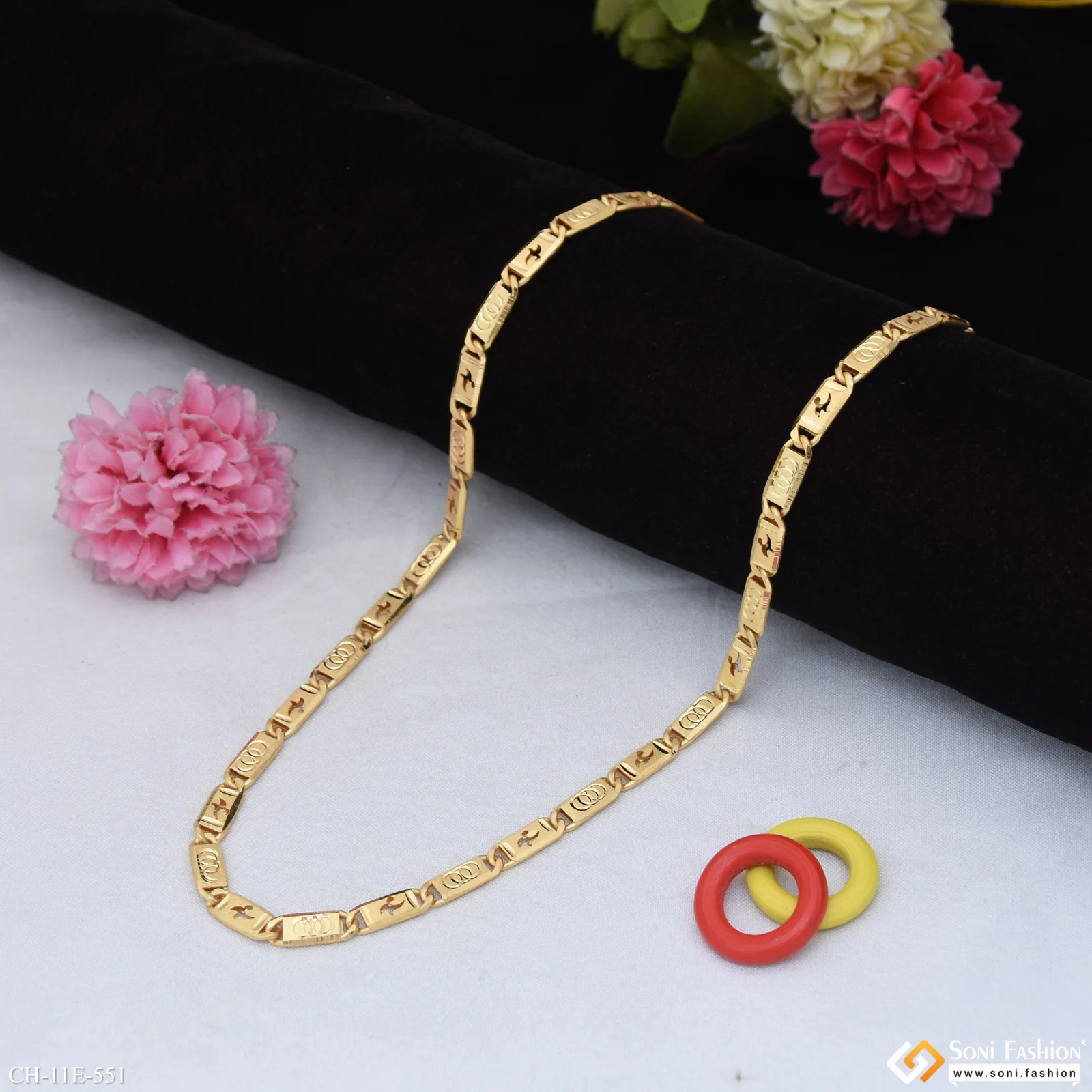 Sophisticated Design Gold Plated Nawabi Chain for Men - Style E551 - Image 3