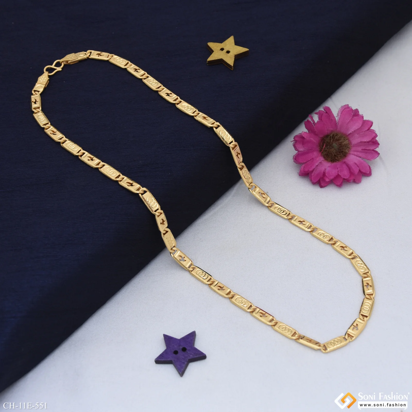 Sophisticated Design Gold Plated Nawabi Chain for Men - Style E551 - Image 4