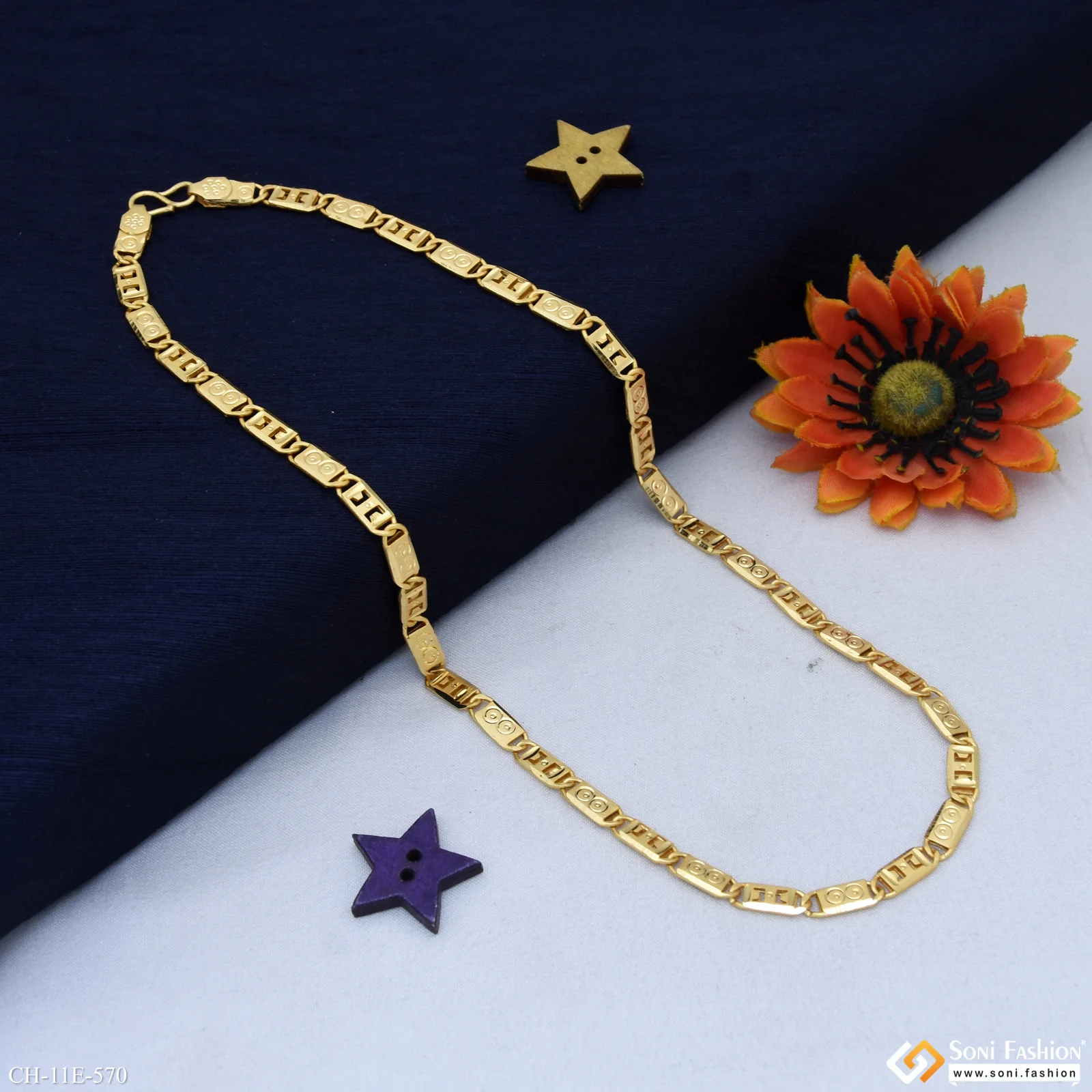 Sophisticated Design Gold Plated Nawabi Chain for Men - Style E570 - Image 4