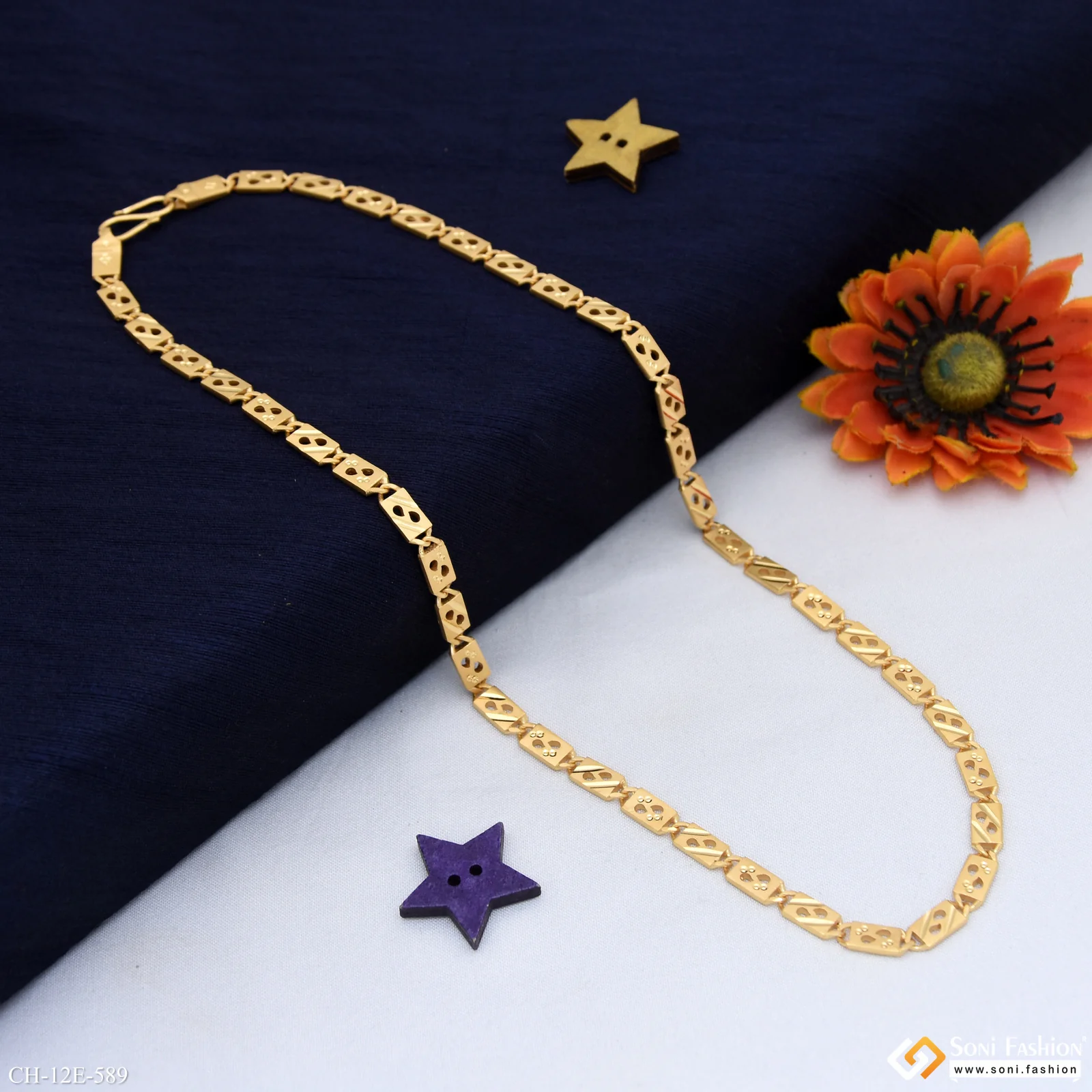 Sophisticated Design Gold Plated Nawabi Chain for Men - Style E589 - Image 3