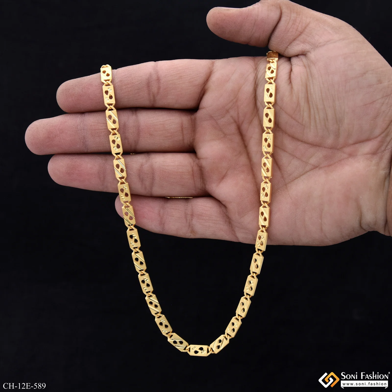 Sophisticated Design Gold Plated Nawabi Chain for Men - Style E589 - Image 5