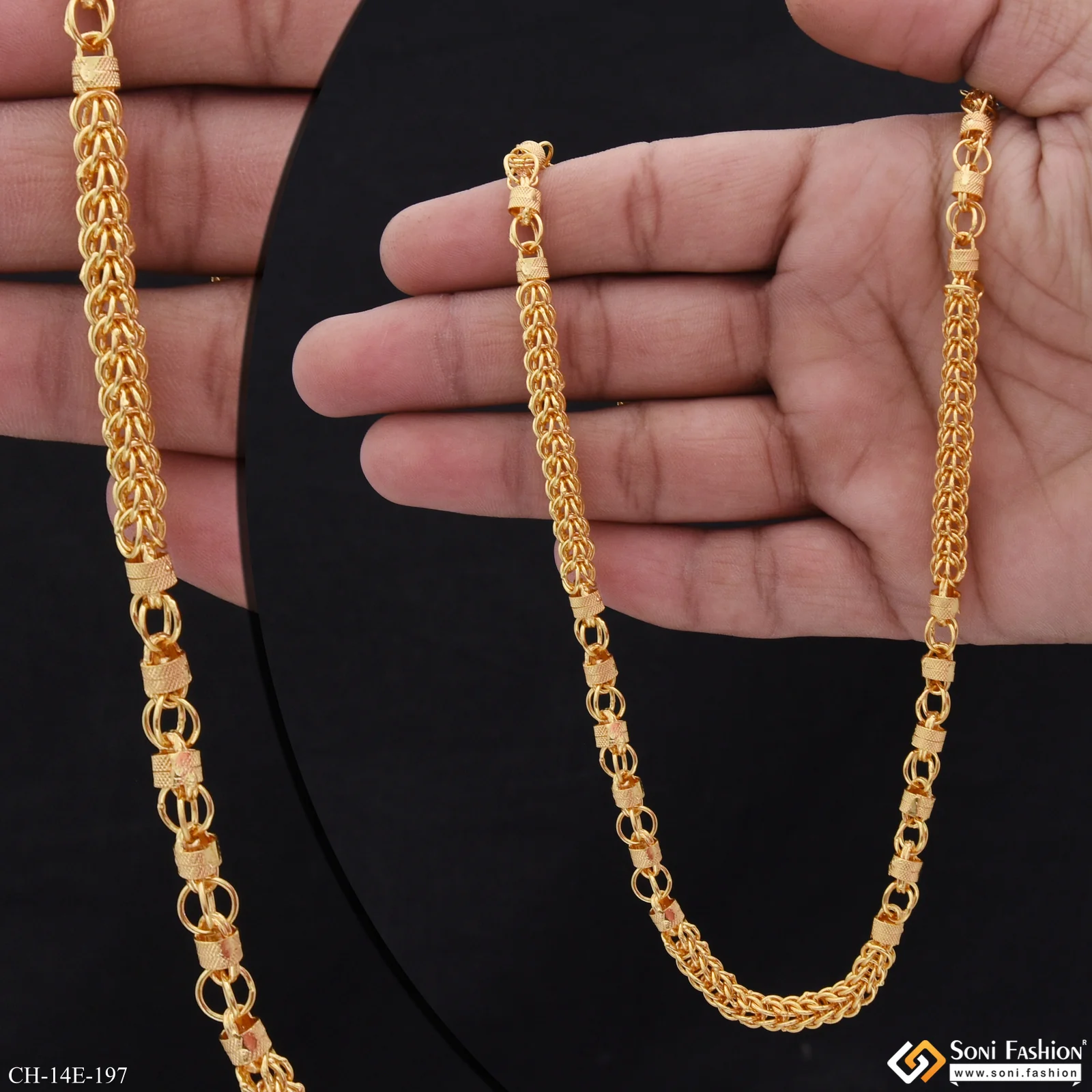 Sophisticated Design Gold Plated Rajwadi Chain for Men - Style E197 - Image 2