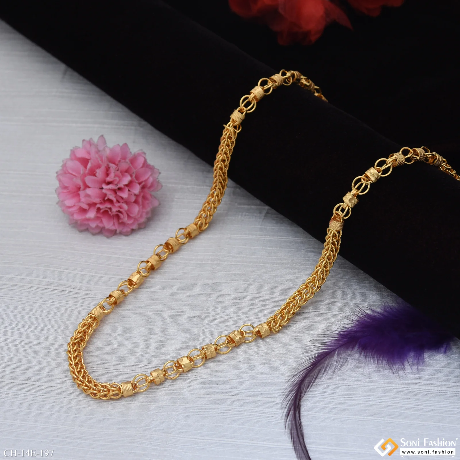Sophisticated Design Gold Plated Rajwadi Chain for Men - Style E197 - Image 5