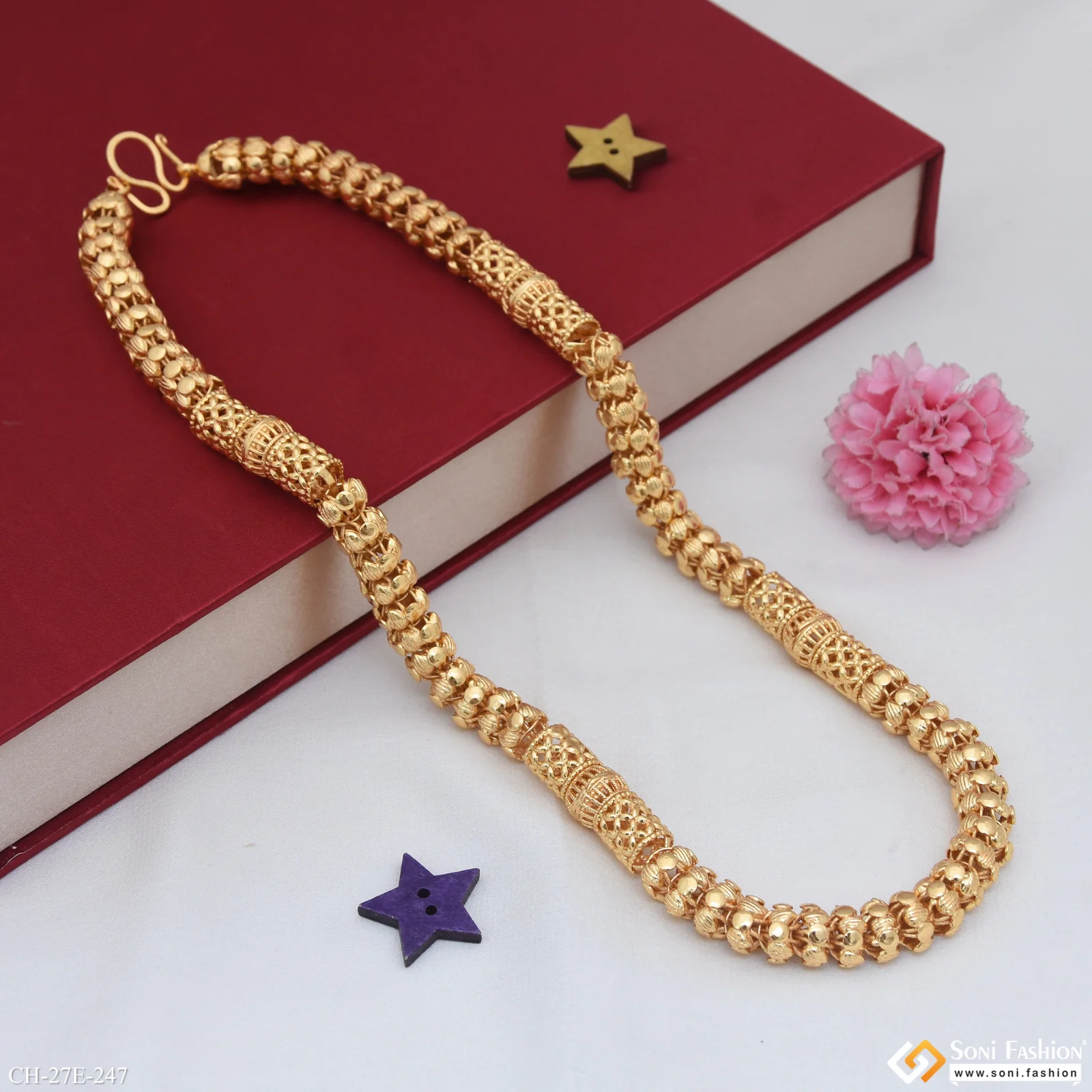 Sophisticated Design Gold Plated Rajwadi Chain for Men - Style E247 - Image 5