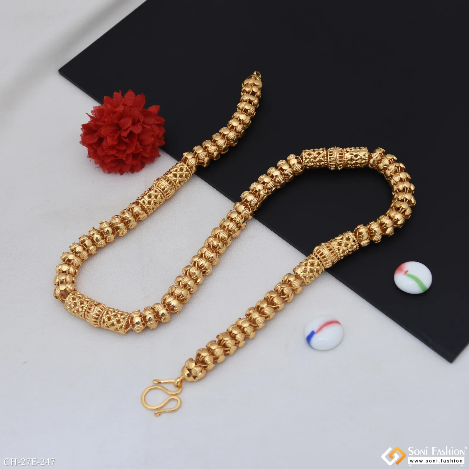 Sophisticated Design Gold Plated Rajwadi Chain for Men - Style E247 - Image 6