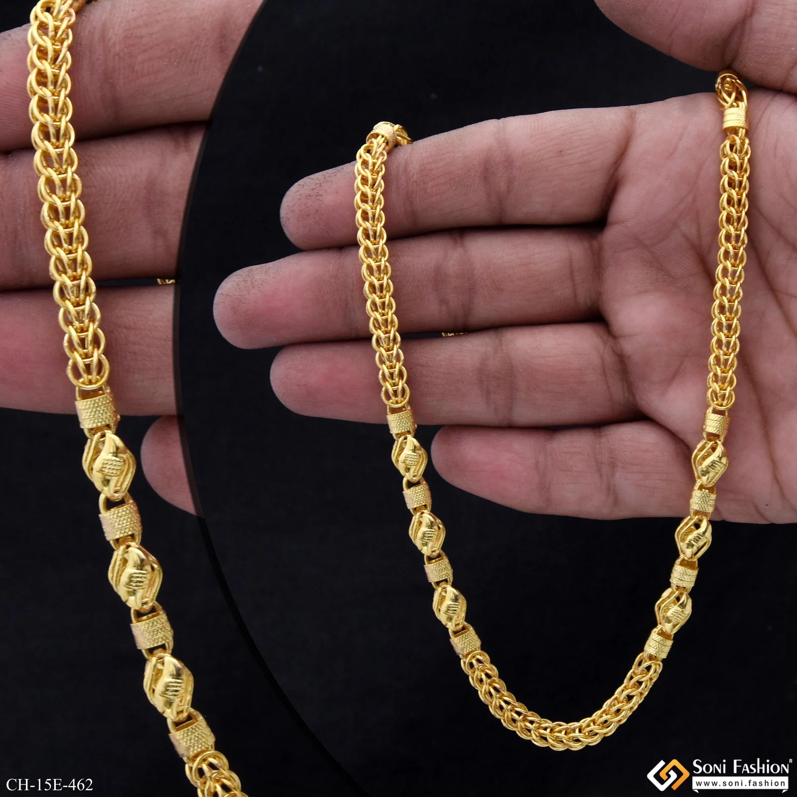 Sophisticated Design Gold Plated Rajwadi Chain for Men - Style E462 - Image 2