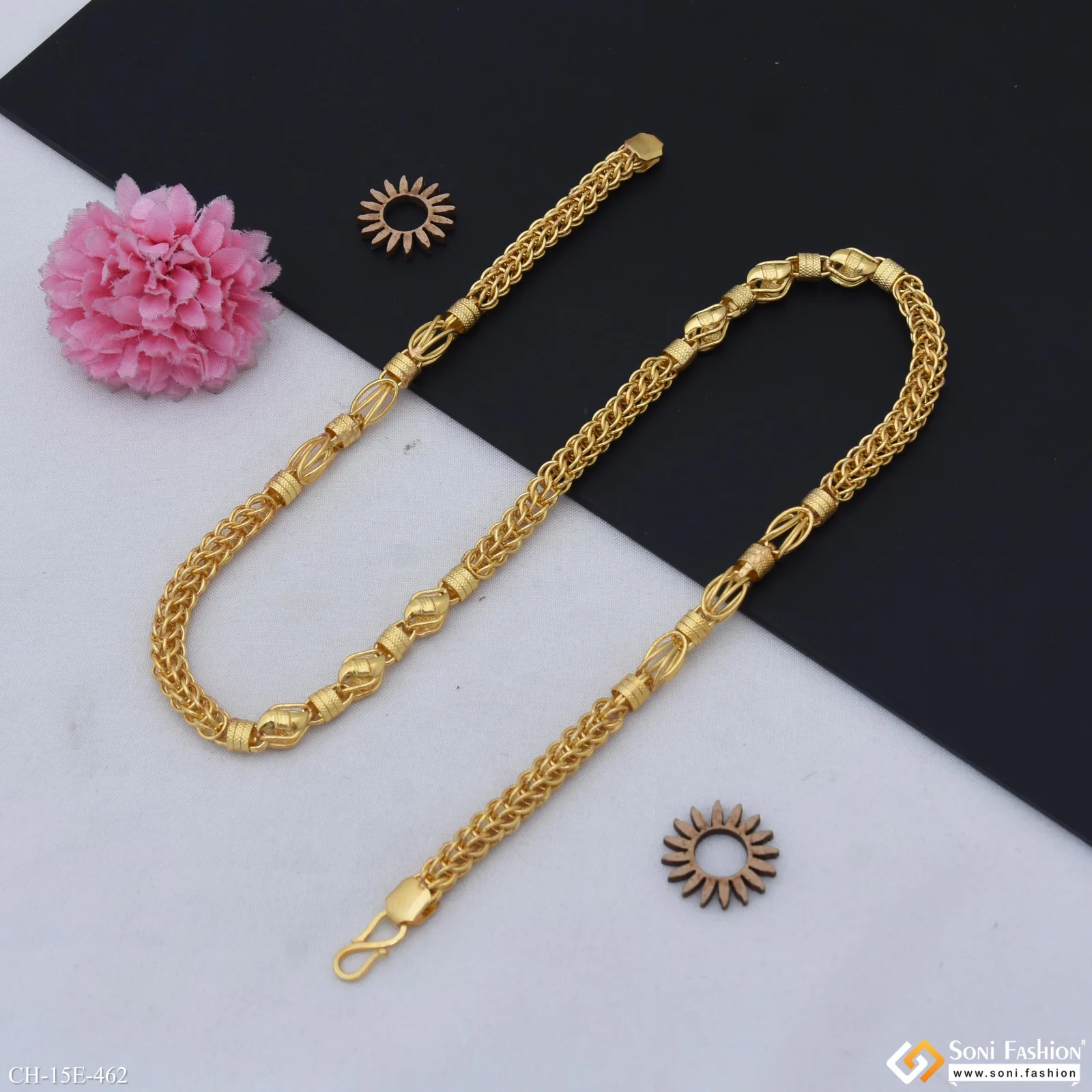 Sophisticated Design Gold Plated Rajwadi Chain for Men - Style E462 - Image 5
