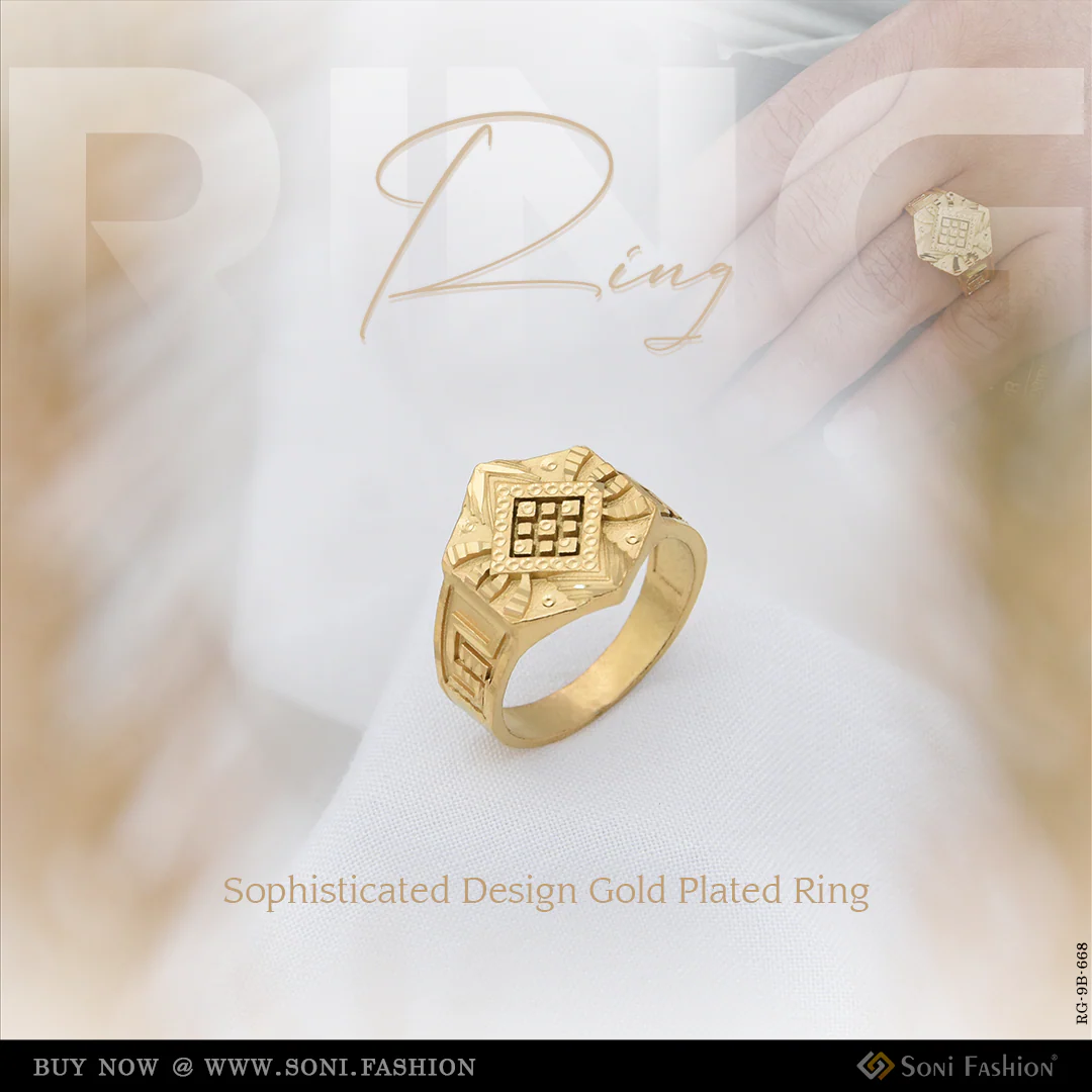 Sophisticated Design Gold Plated Ring for Men - Style B668
