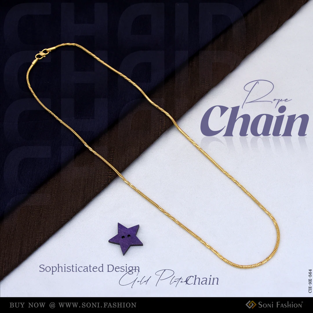 Sophisticated Design Gold Plated Rope Chain for Men - Style E564