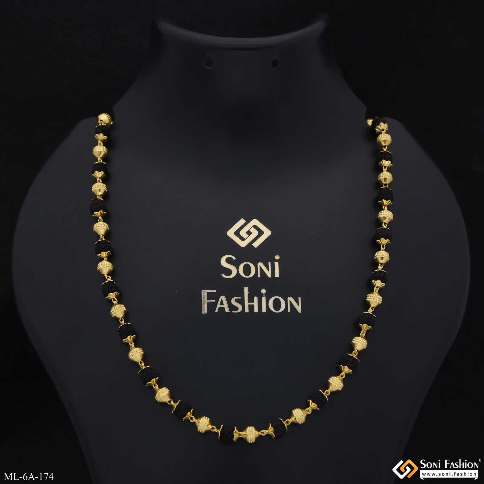 Sophisticated Design Gold Plated Rudraksha Mala for Men - Style A174 - Image 2