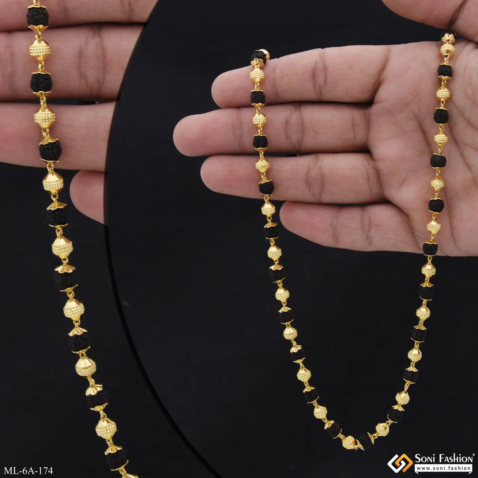 Sophisticated Design Gold Plated Rudraksha Mala for Men - Style A174 - Image 3