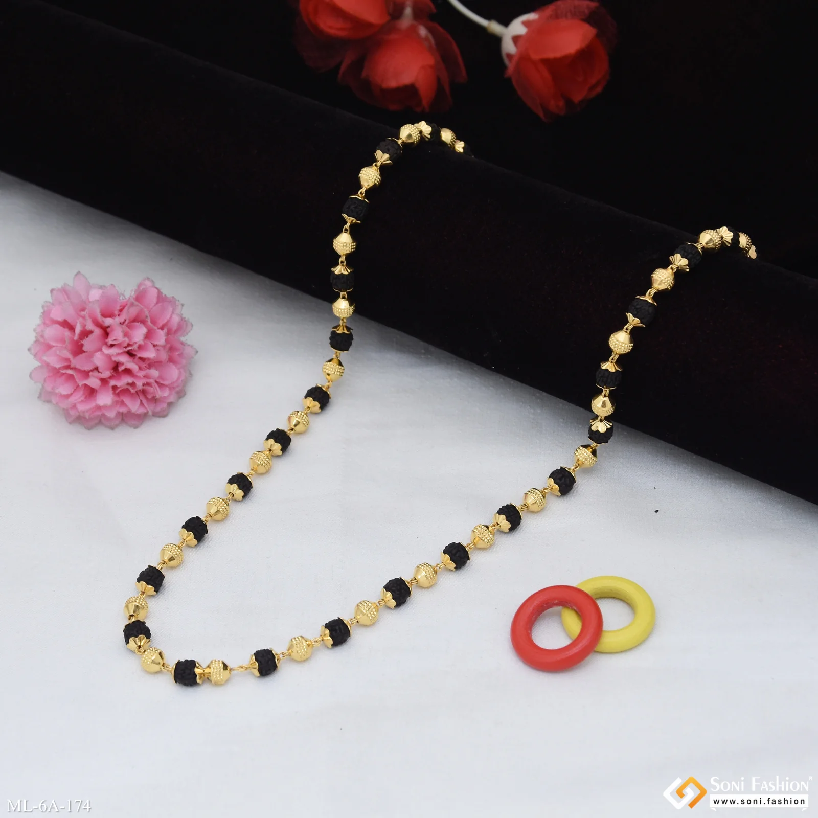 Sophisticated Design Gold Plated Rudraksha Mala for Men - Style A174 - Image 4