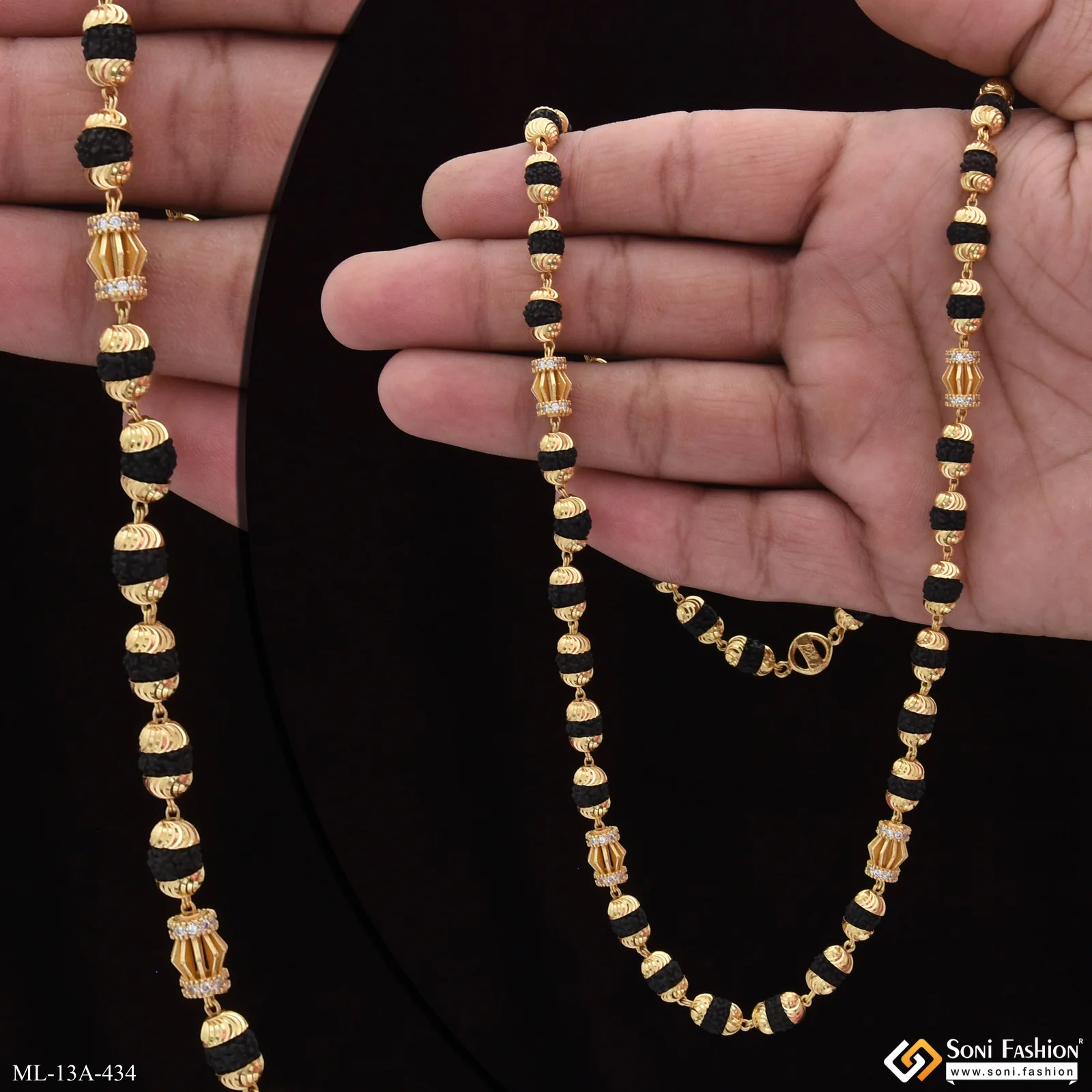Sophisticated Design Gold Plated Rudraksha Mala for Men - Style A434 - Image 3