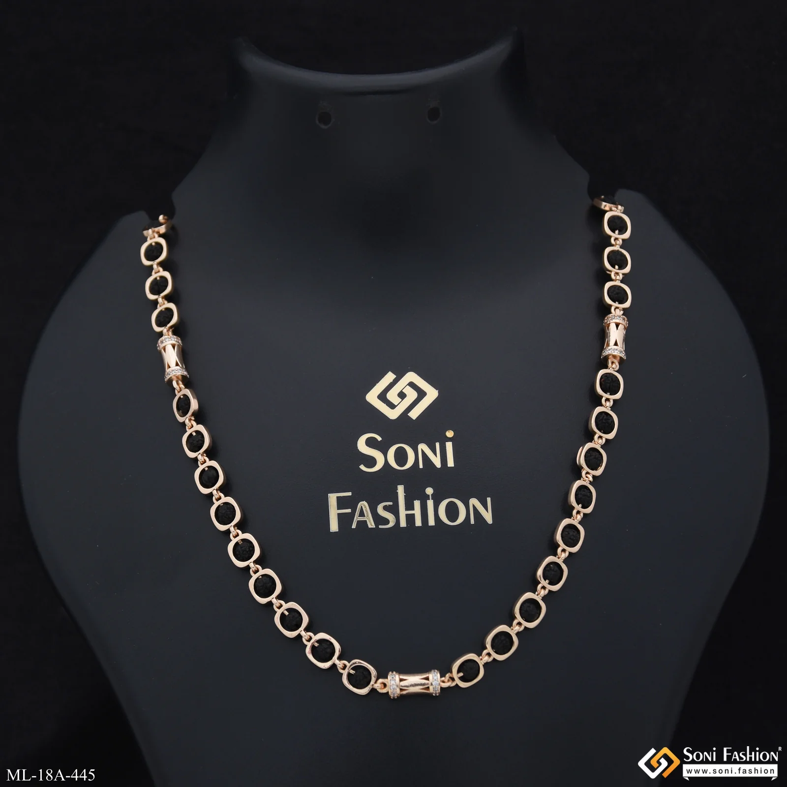 Sophisticated Design Rose Gold Color Rudraksha Mala for Men - Style A445