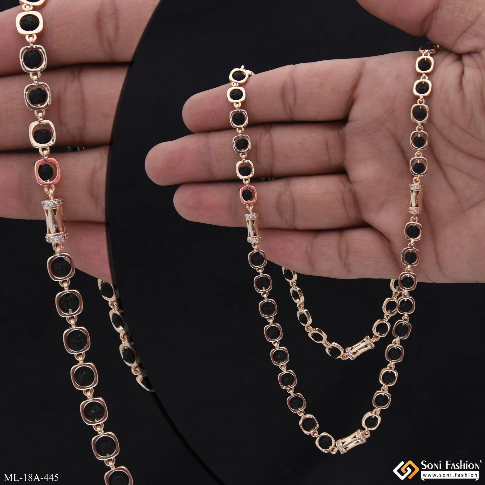 Sophisticated Design Rose Gold Color Rudraksha Mala for Men - Style A445 - Image 2