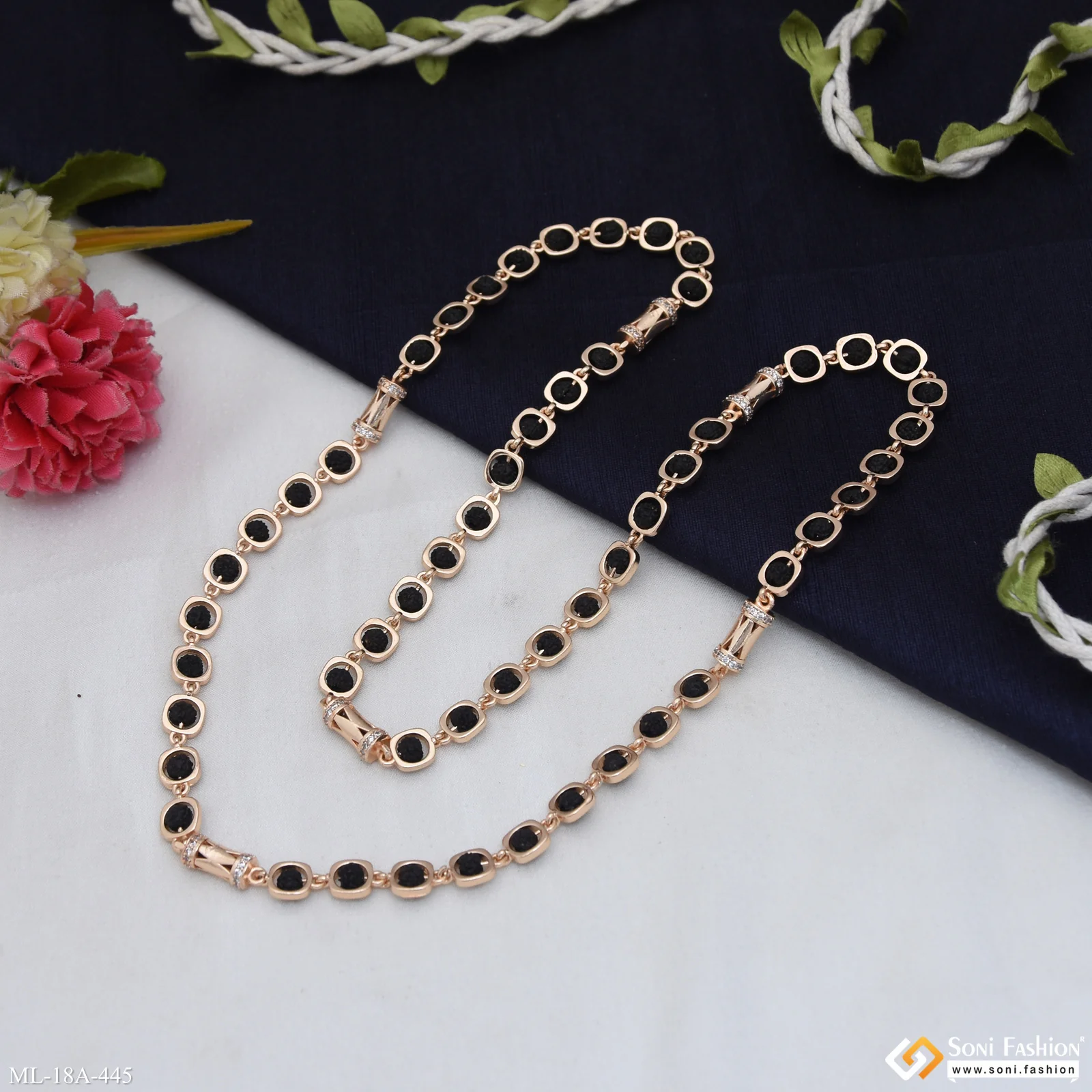 Sophisticated Design Rose Gold Color Rudraksha Mala for Men - Style A445 - Image 5