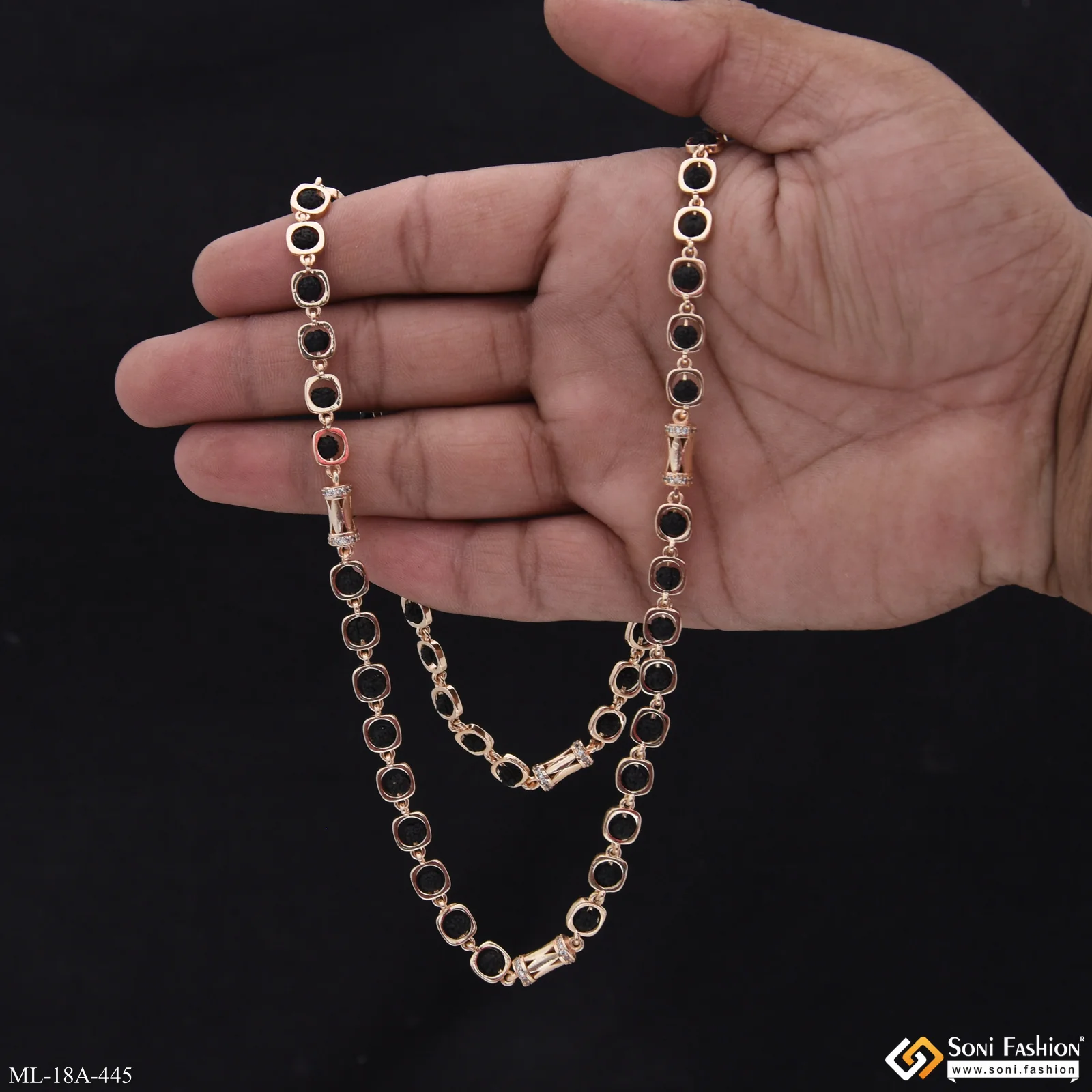 Sophisticated Design Rose Gold Color Rudraksha Mala for Men - Style A445 - Image 6
