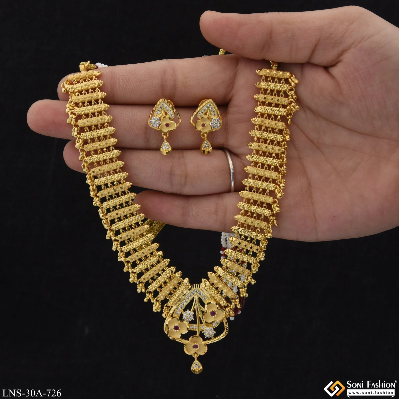 Sparkling Design Funky Design Gold Plated Necklace Set for Women - Style A726 - Image 2