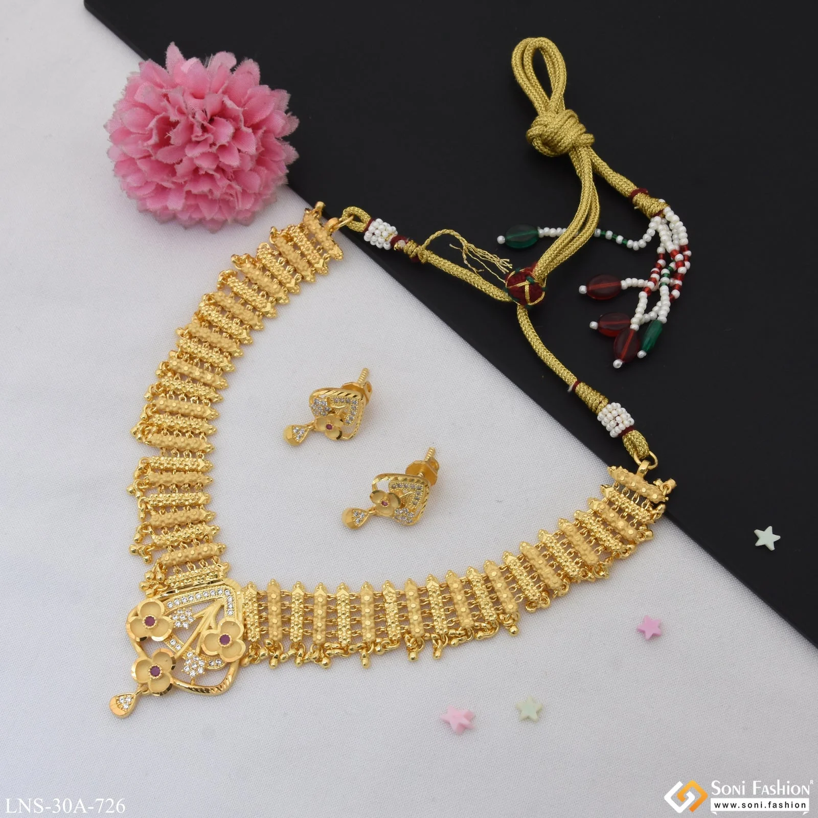 Sparkling Design Funky Design Gold Plated Necklace Set for Women - Style A726 - Image 5