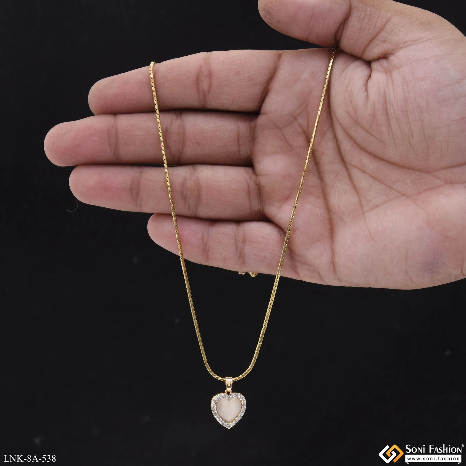 Sparkling Design Gold Plated Chain Pendant for Ladies - Style A538 - Image 2