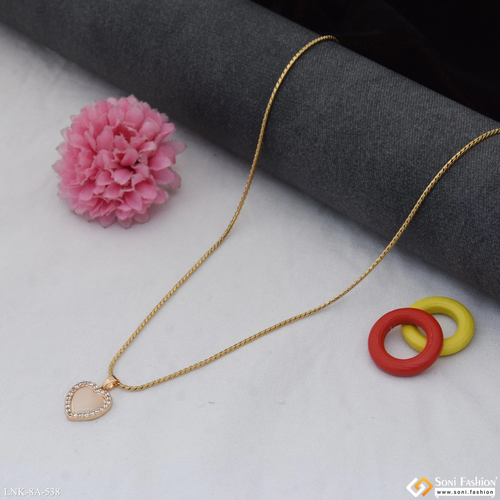 Sparkling Design Gold Plated Chain Pendant for Ladies - Style A538 - Image 3
