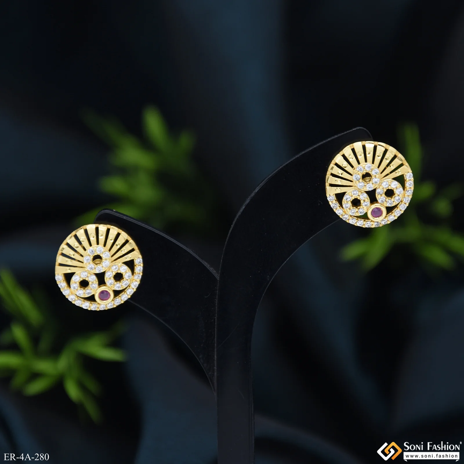 Sparkling Design Gold Plated Earrings for Ladies - Style A280