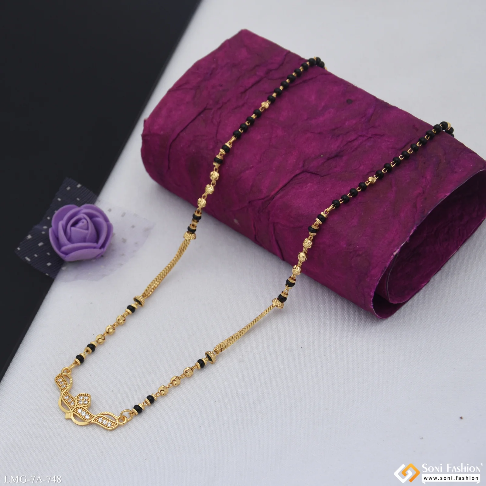 Sparkling Design Gold Plated Mangalsutra for Women - Style A748 - Image 5