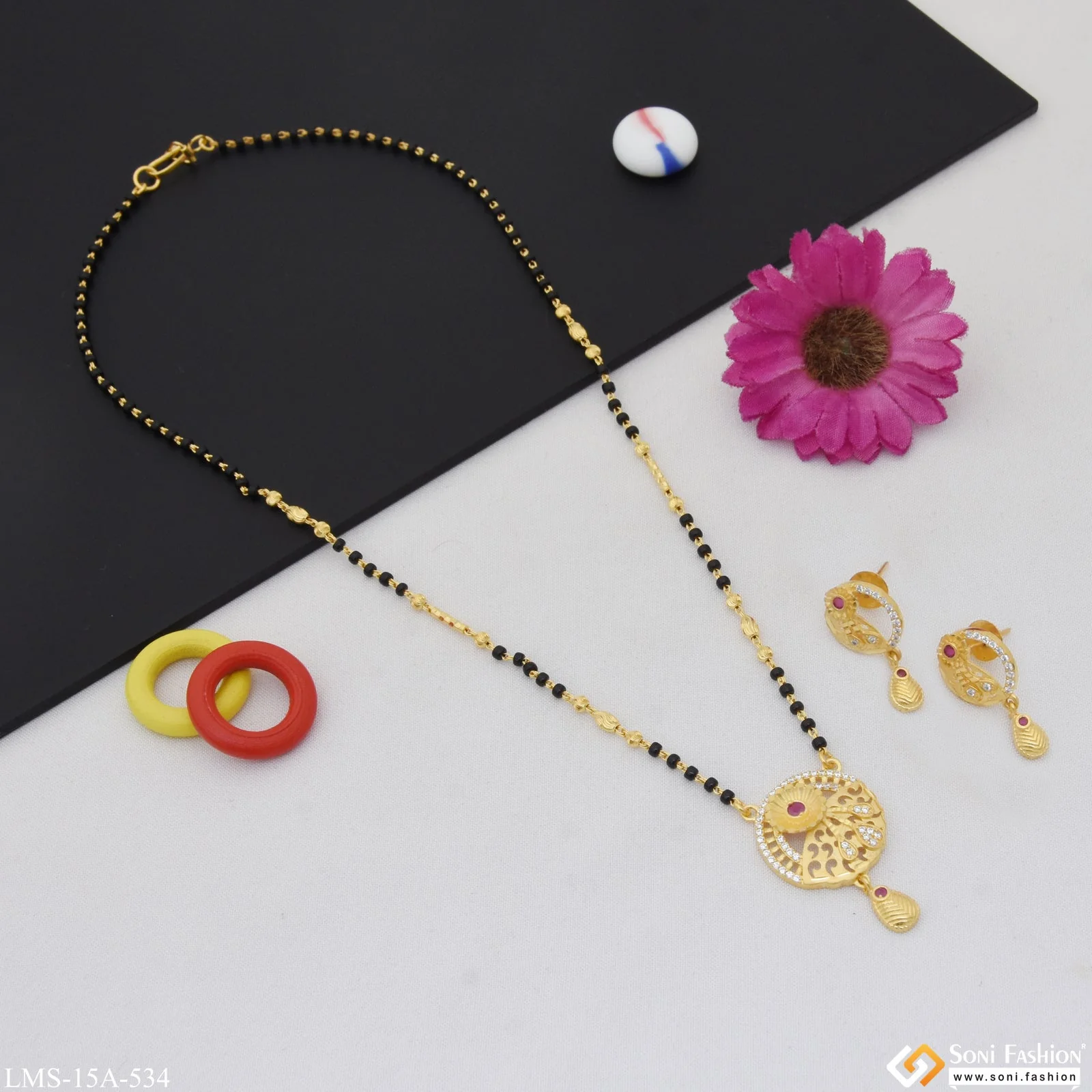 Sparkling Design Gold Plated Mangalsutra Set for Women - Style A534 - Image 5